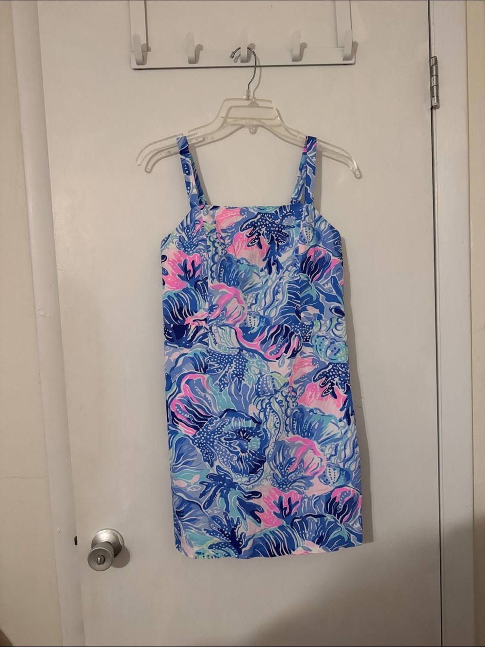 Lilly Pulitzer Sleeveless Tropical Print Shift Dress in Blue & Pink
